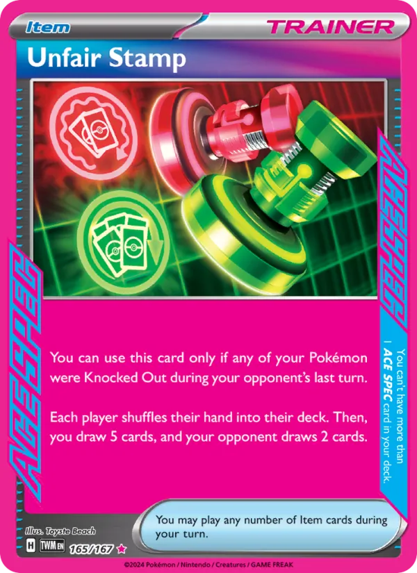 Unfair Stamp Pokémon card, Twilight Masquerade 165/167
